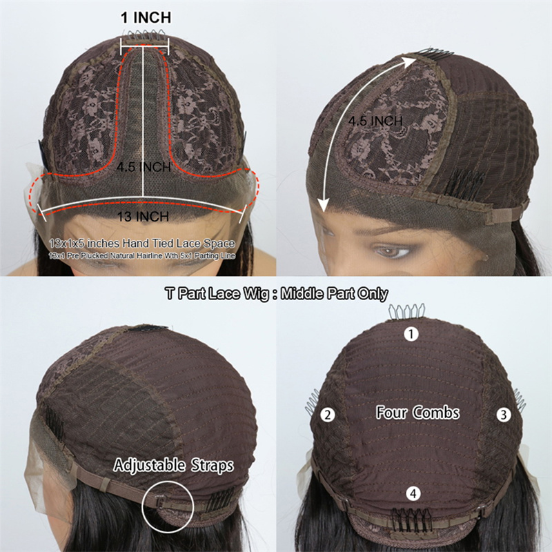 Human Hair Kinky Curly T Part Bob Wig - 图片 4